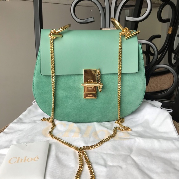 Chloe Handbags - Chloe small drew bag suede and calfskin green